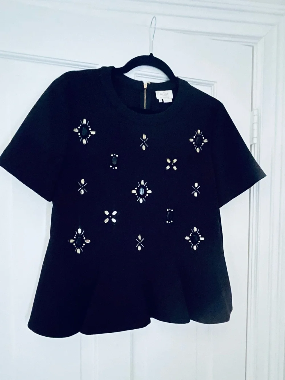 Kate Spade black peplum top with jewels 6
